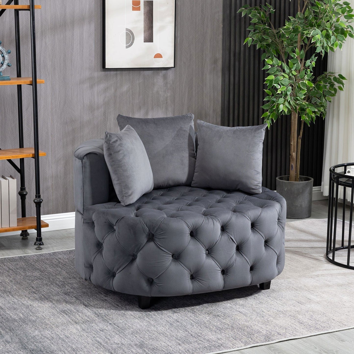 Matthias Plush Velvet Barrel Chair with Solid Wood Legs - Available in 3 Colors - Rivour Home