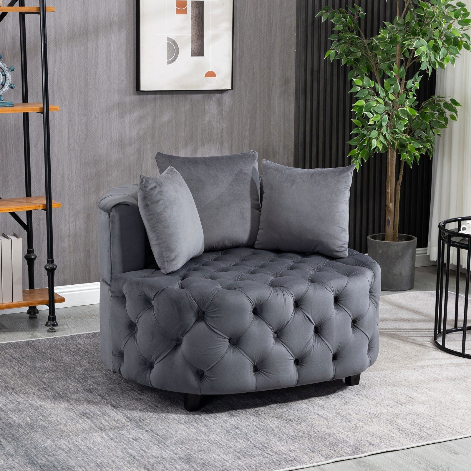 Matthias Plush Velvet Barrel Chair with Solid Wood Legs - Available in 3 Colors - Rivour Home
