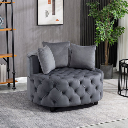 Matthias Plush Velvet Barrel Chair with Solid Wood Legs - Available in 3 Colors - Rivour Home