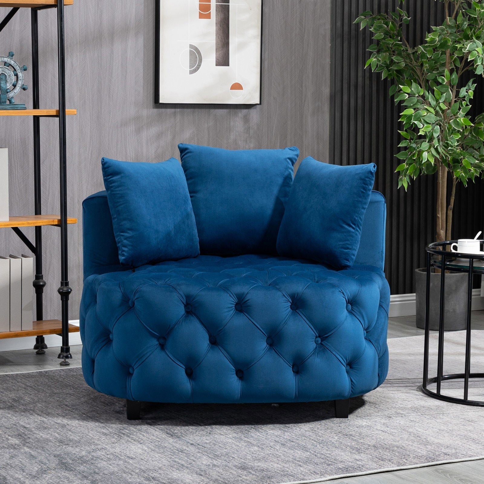 Matthias Plush Velvet Barrel Chair with Solid Wood Legs - Available in 3 Colors - Rivour Home