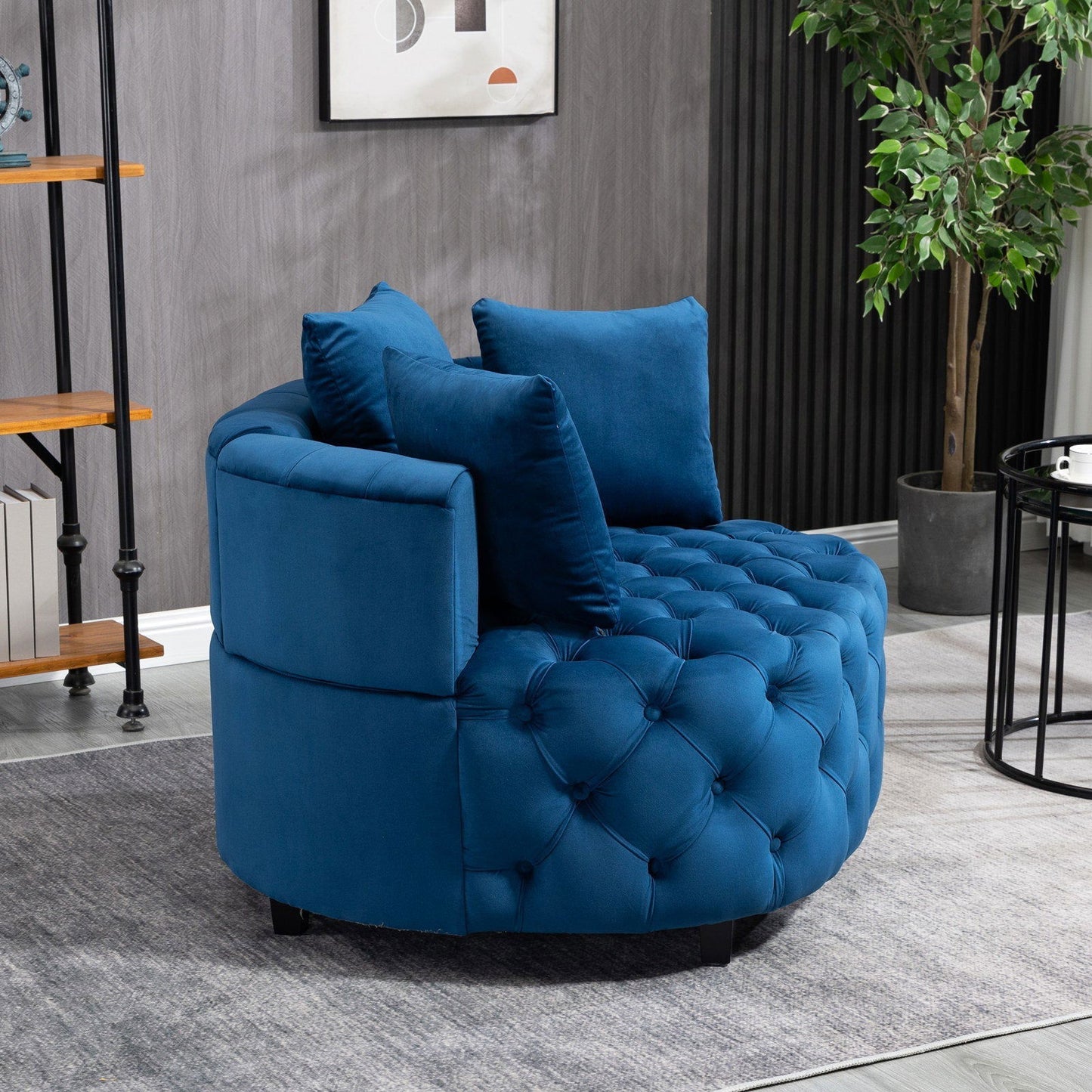 Matthias Plush Velvet Barrel Chair with Solid Wood Legs - Available in 3 Colors - Rivour Home