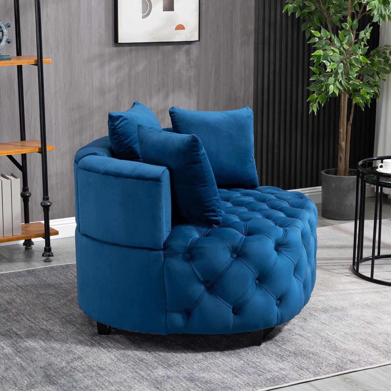 Matthias Plush Velvet Barrel Chair with Solid Wood Legs - Available in 3 Colors - Rivour Home