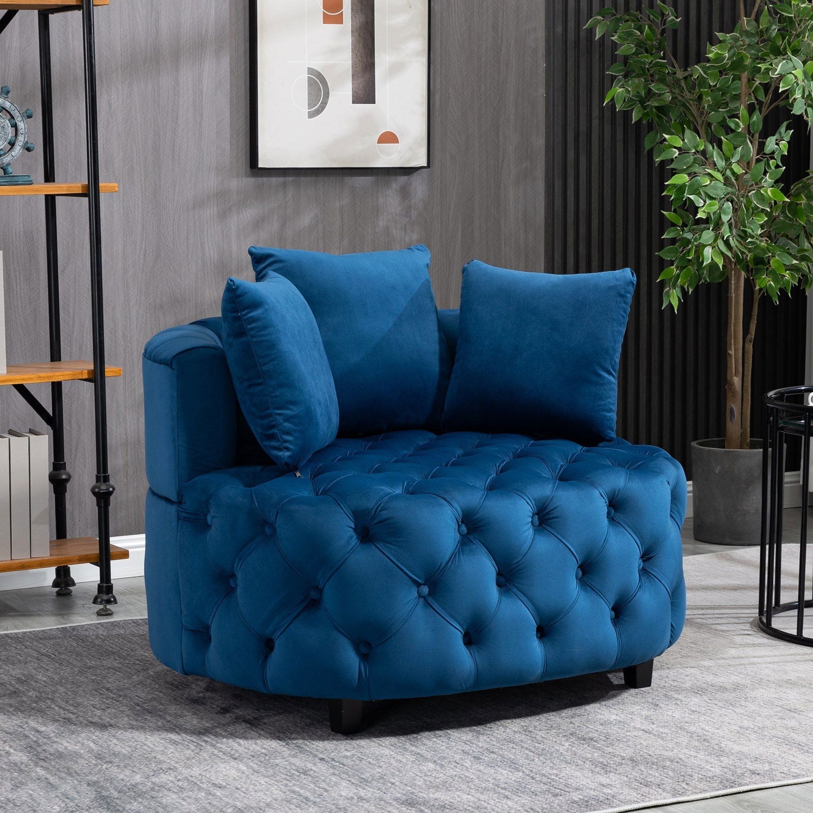 Matthias Plush Velvet Barrel Chair with Solid Wood Legs - Available in 3 Colors - Rivour Home