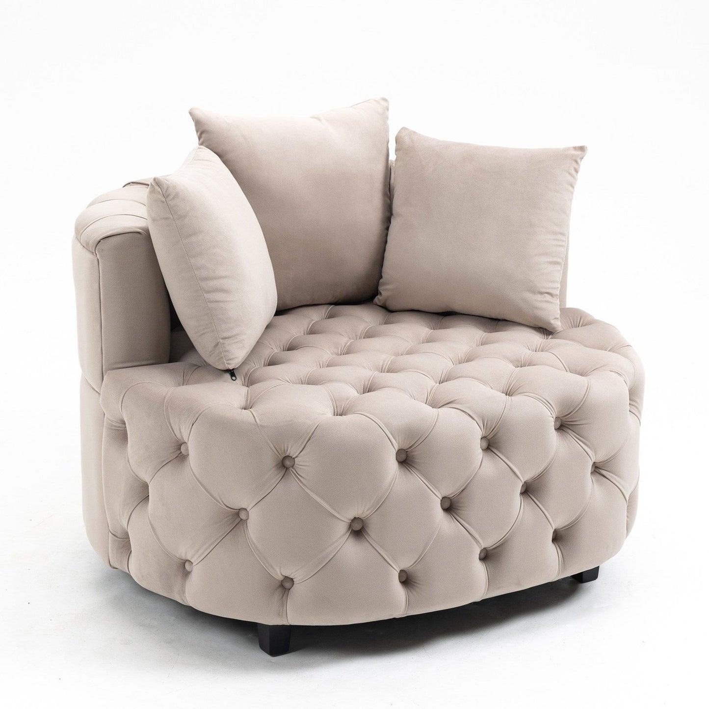 Matthias Plush Velvet Barrel Chair with Solid Wood Legs - Available in 3 Colors - Rivour Home