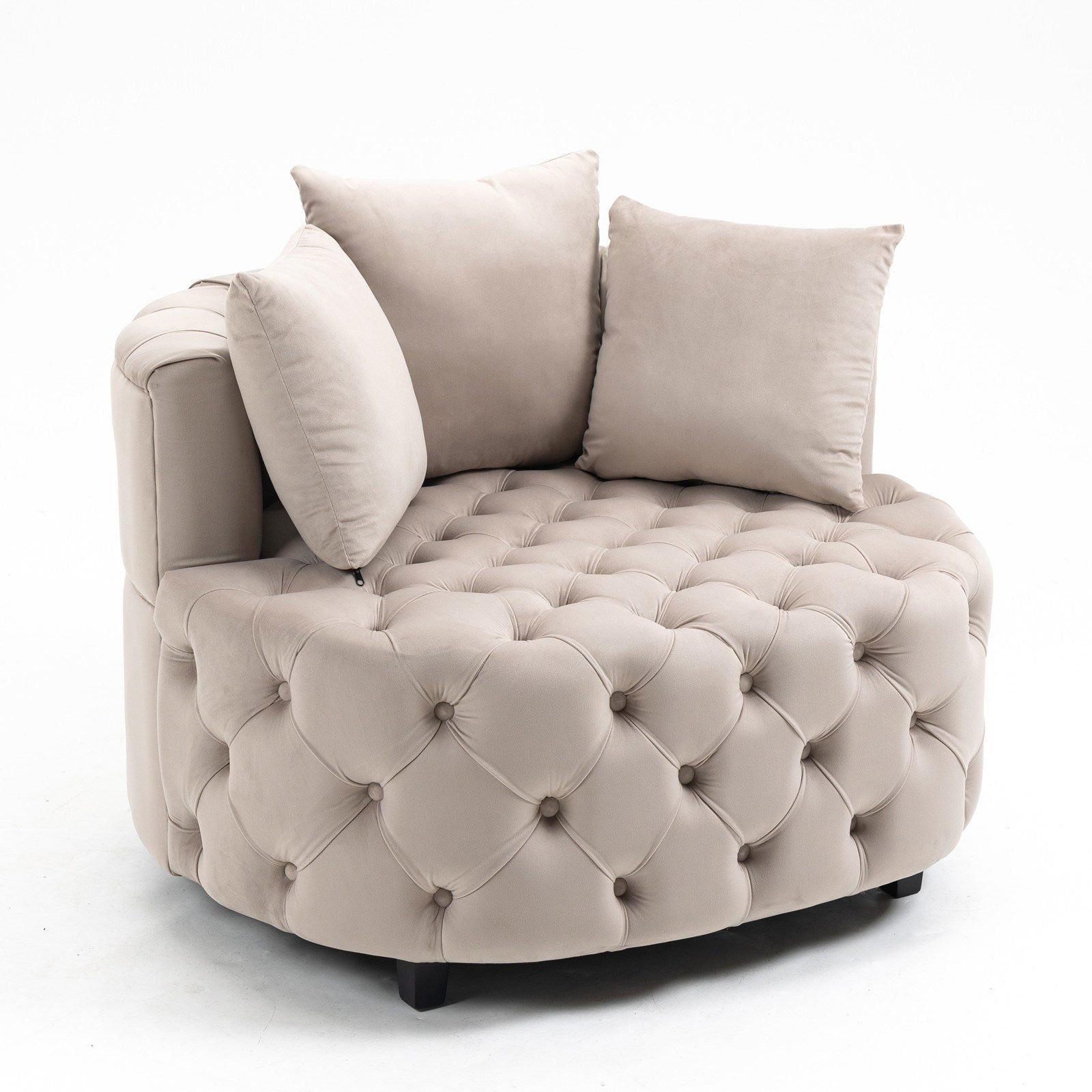 Matthias Plush Velvet Barrel Chair with Solid Wood Legs - Available in 3 Colors - Rivour Home