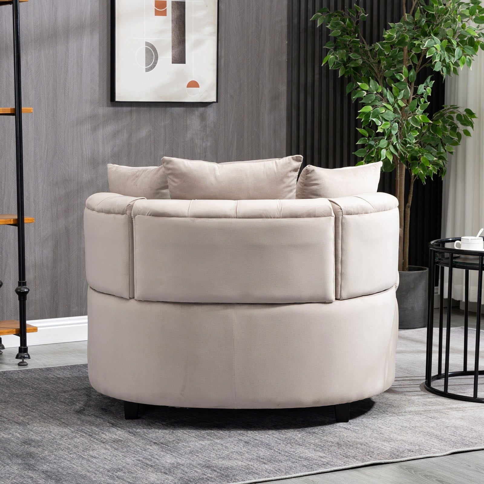 Matthias Plush Velvet Barrel Chair with Solid Wood Legs - Available in 3 Colors - Rivour Home