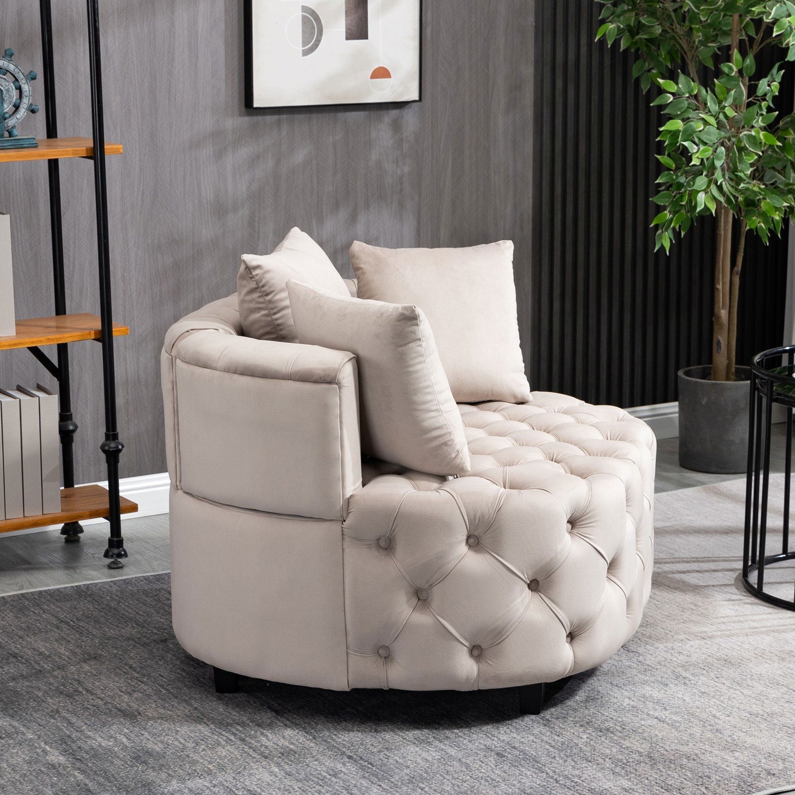 Matthias Plush Velvet Barrel Chair with Solid Wood Legs - Available in 3 Colors - Rivour Home