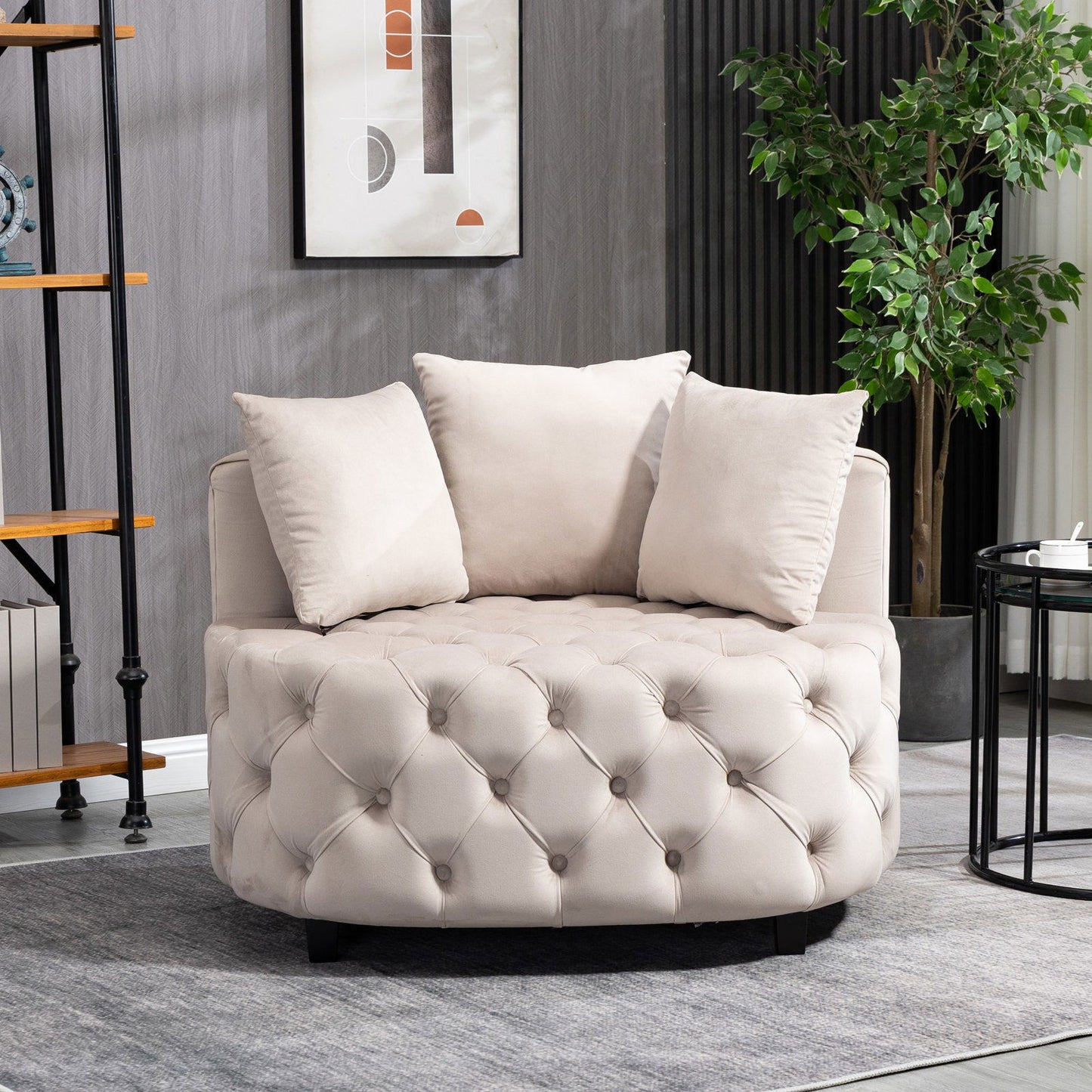 Matthias Plush Velvet Barrel Chair with Solid Wood Legs - Available in 3 Colors - Rivour Home