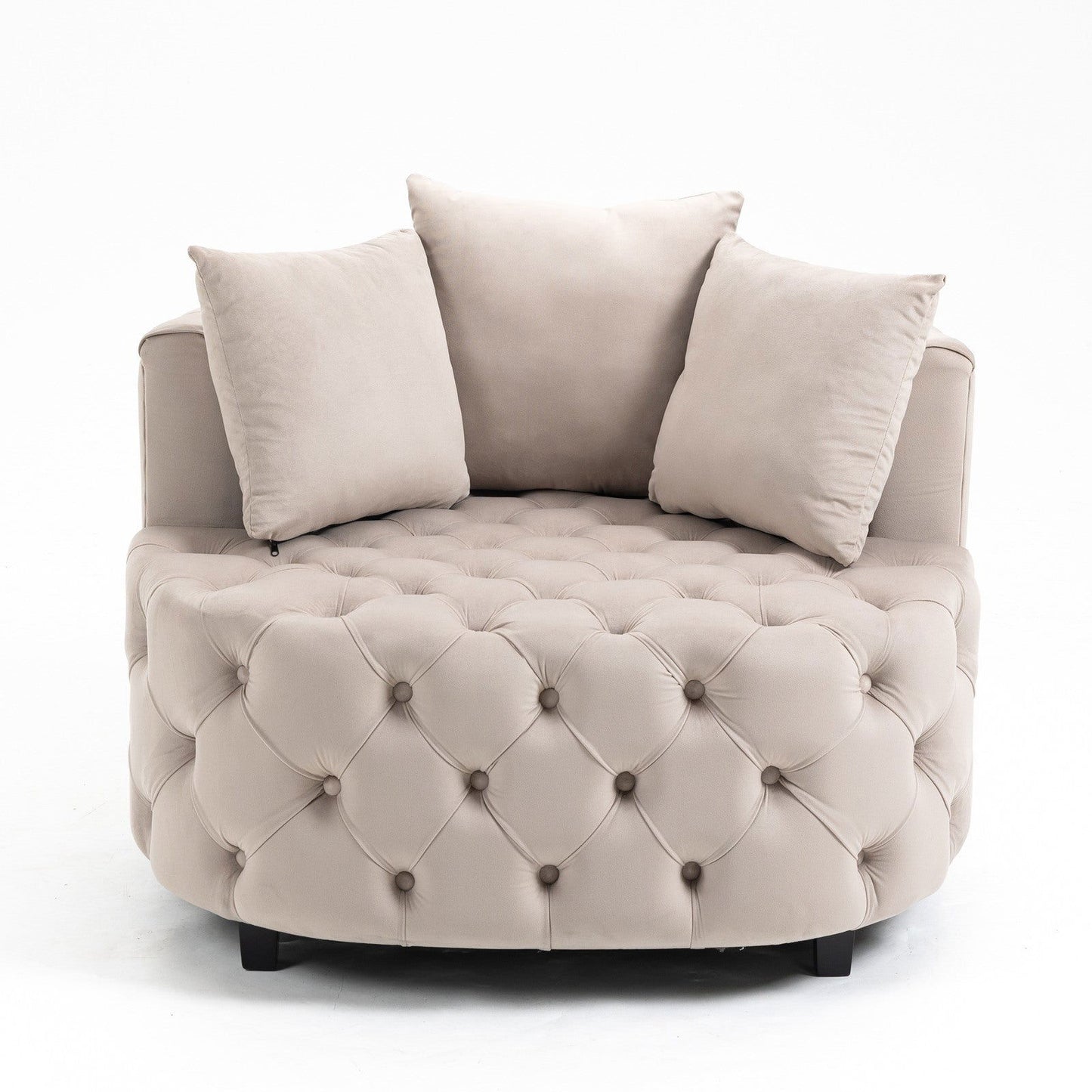 Matthias Plush Velvet Barrel Chair with Solid Wood Legs - Available in 3 Colors - Rivour Home