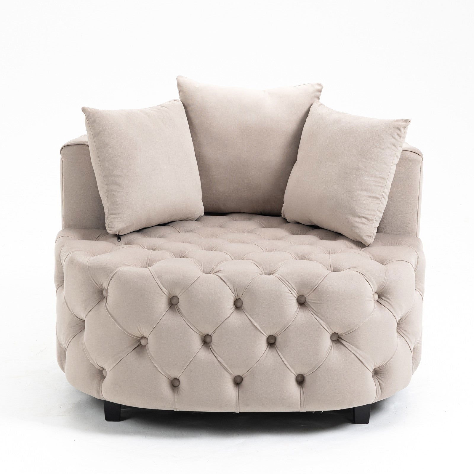 Matthias Plush Velvet Barrel Chair with Solid Wood Legs - Available in 3 Colors - Rivour Home