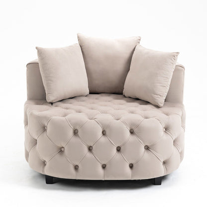 Matthias Plush Velvet Barrel Chair with Solid Wood Legs - Available in 3 Colors - Rivour Home