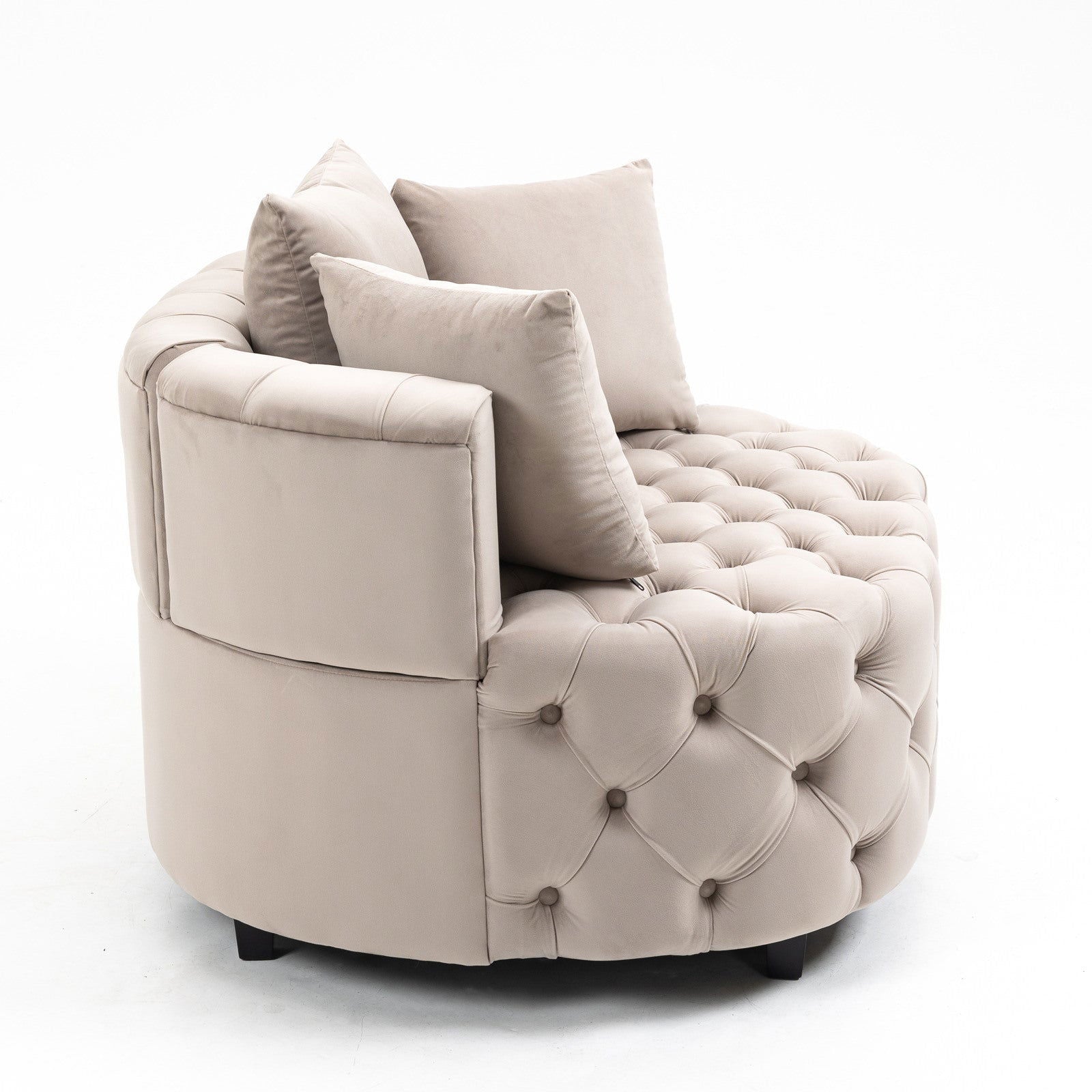 Matthias Plush Velvet Barrel Chair with Solid Wood Legs - Available in 3 Colors - Rivour Home