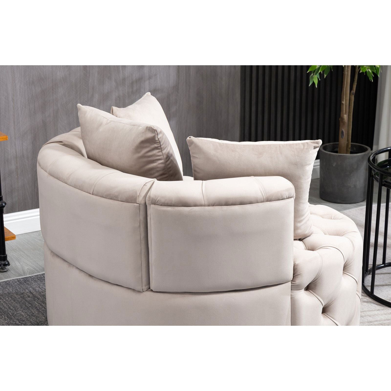 Matthias Plush Velvet Barrel Chair with Solid Wood Legs - Available in 3 Colors - Rivour Home