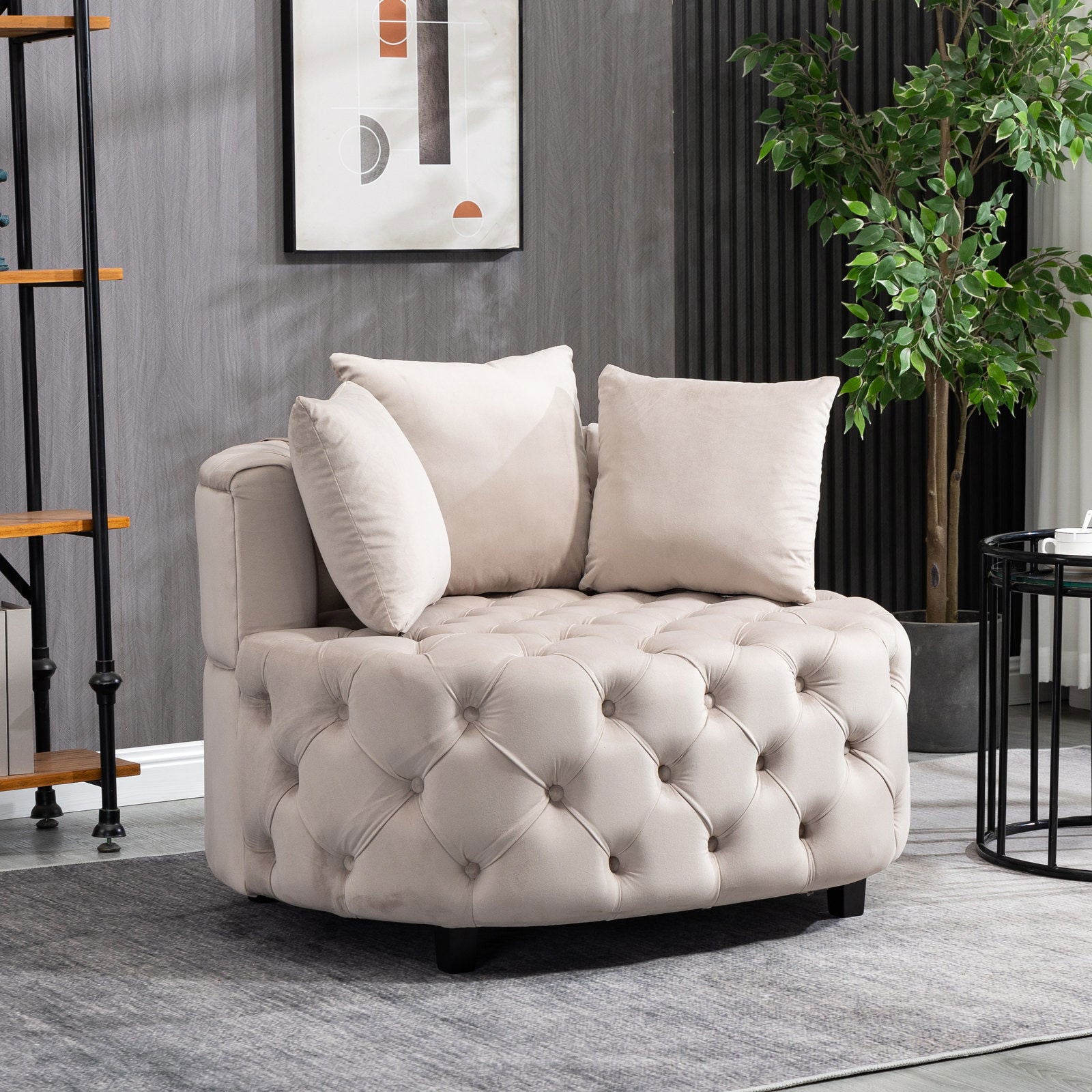 Matthias Plush Velvet Barrel Chair with Solid Wood Legs - Available in 3 Colors - Rivour Home