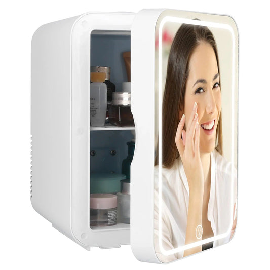 Multifunctional 6L Portable Skincare Fridge with HD Mirror and LED Light - Rivour Home