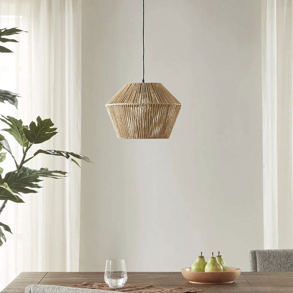 Ramsey Boho Natural Woven Hemp Rope Pendant Light - Rivour Home