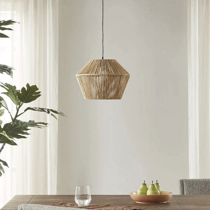 Ramsey Boho Natural Woven Hemp Rope Pendant Light - Rivour Home