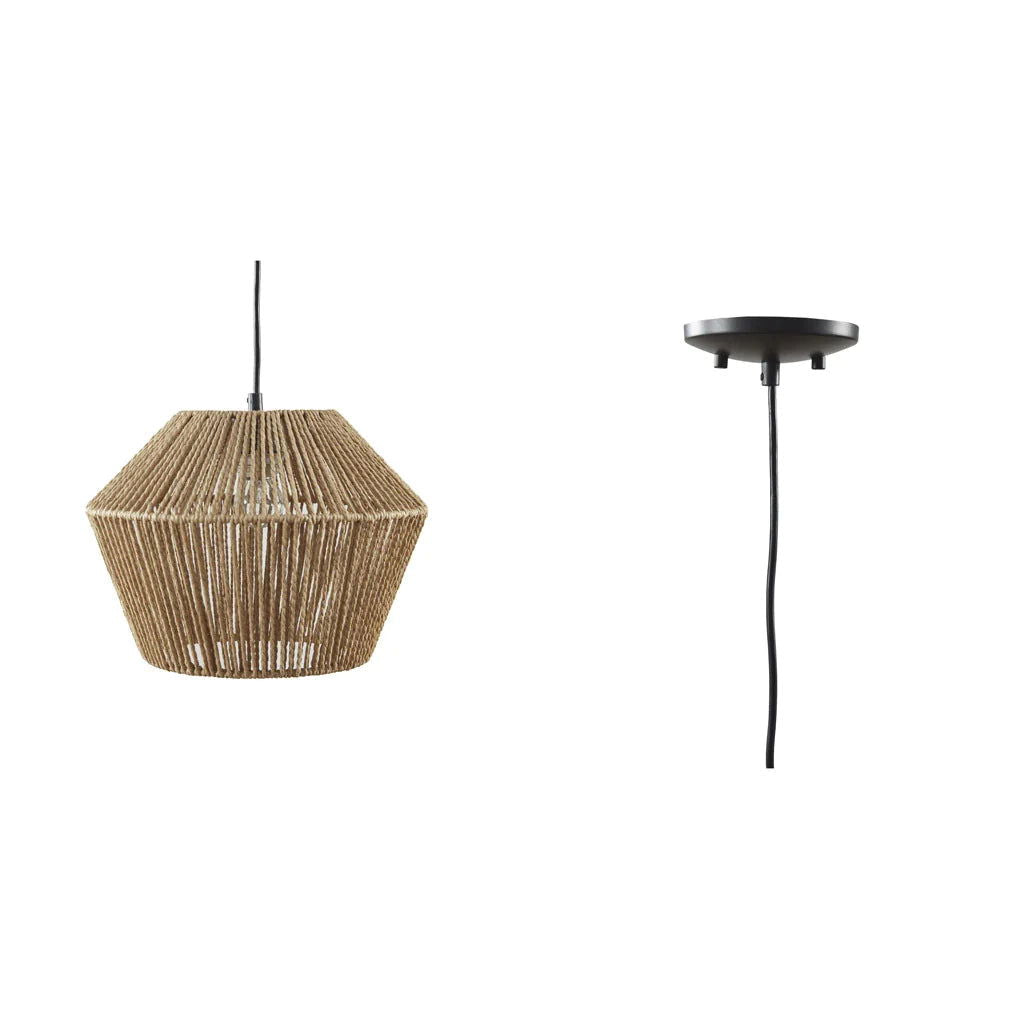 Ramsey Boho Natural Woven Hemp Rope Pendant Light - Rivour Home
