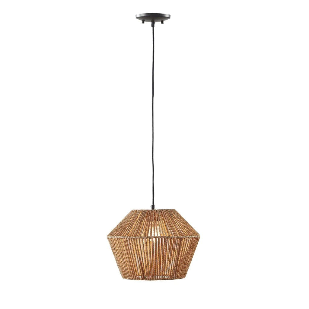 Ramsey Boho Natural Woven Hemp Rope Pendant Light - Rivour Home