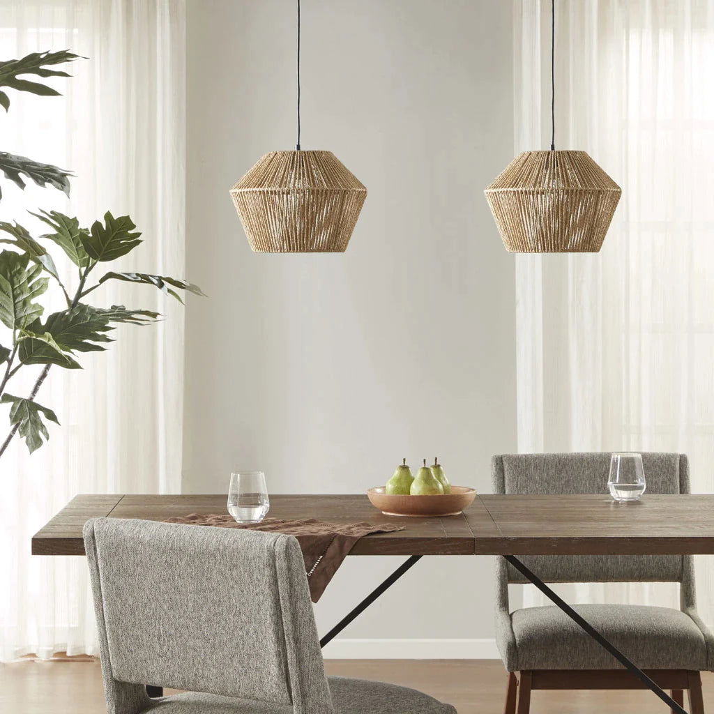 Ramsey Boho Natural Woven Hemp Rope Pendant Light - Rivour Home