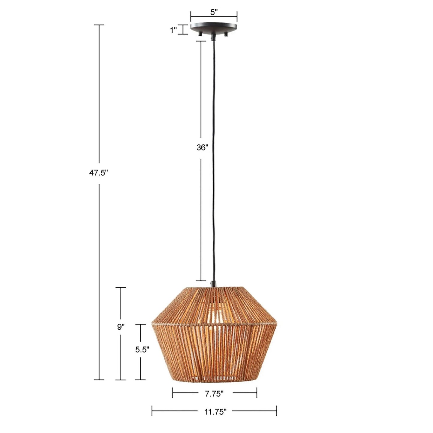 Ramsey Boho Natural Woven Hemp Rope Pendant Light - Rivour Home
