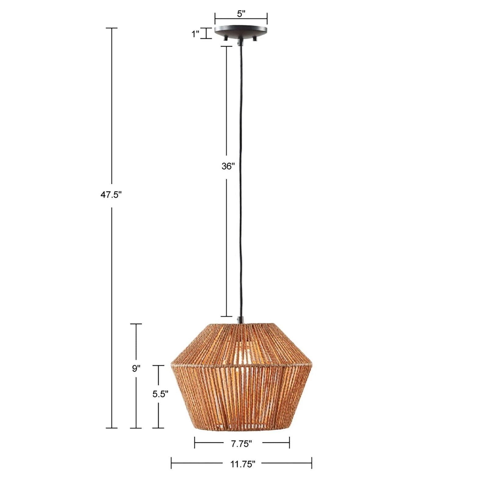 Ramsey Boho Natural Woven Hemp Rope Pendant Light - Rivour Home