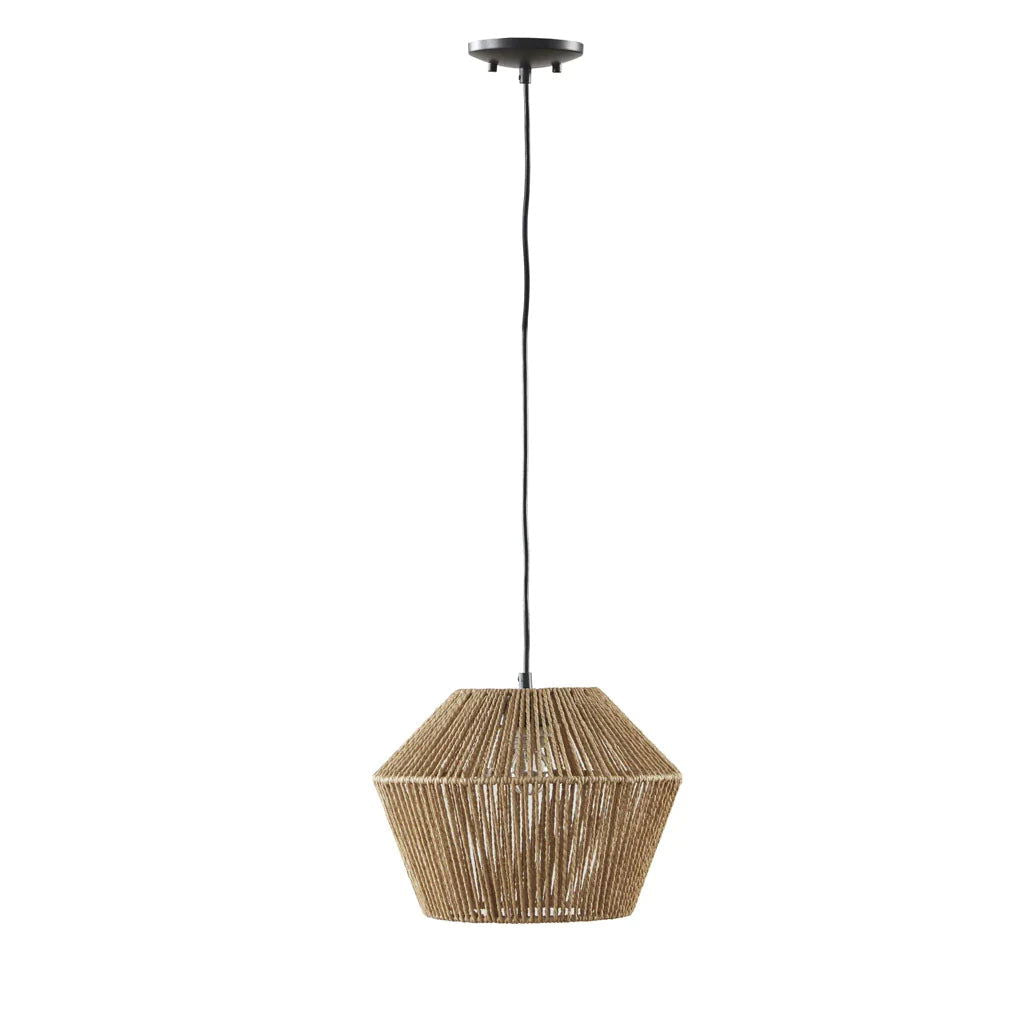 Ramsey Boho Natural Woven Hemp Rope Pendant Light - Rivour Home