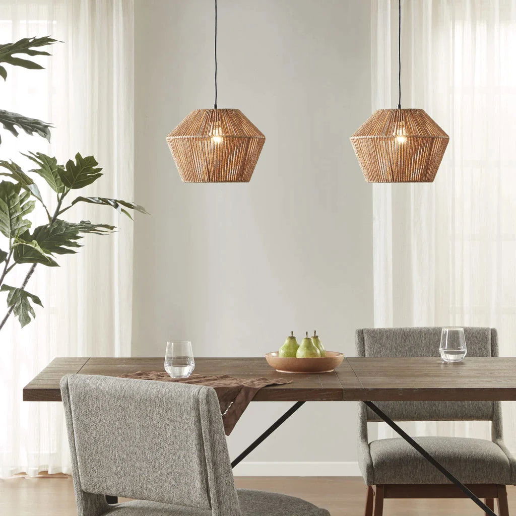 Ramsey Boho Natural Woven Hemp Rope Pendant Light - Rivour Home