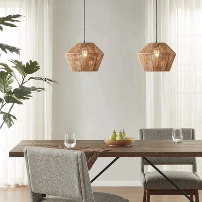 Ramsey Boho Natural Woven Hemp Rope Pendant Light - Rivour Home