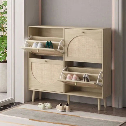 Rattan Shoe Storage Cupboard with Modern Design - Rivour Home