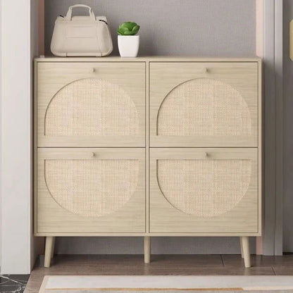 Rattan Shoe Storage Cupboard with Modern Design - Rivour Home