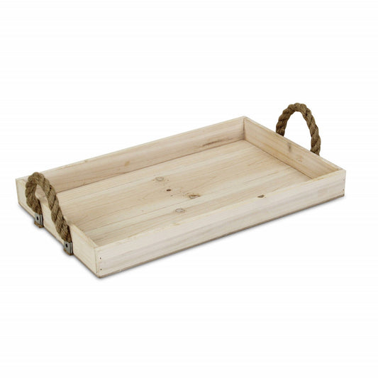 Rustic Natural Wooden Tray with Elegant Rope Handles - Rivour Home