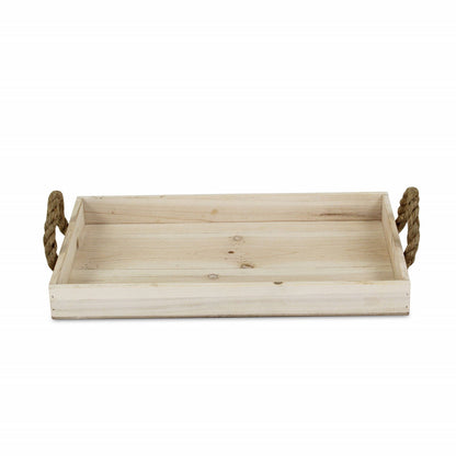 Rustic Natural Wooden Tray with Elegant Rope Handles - Rivour Home