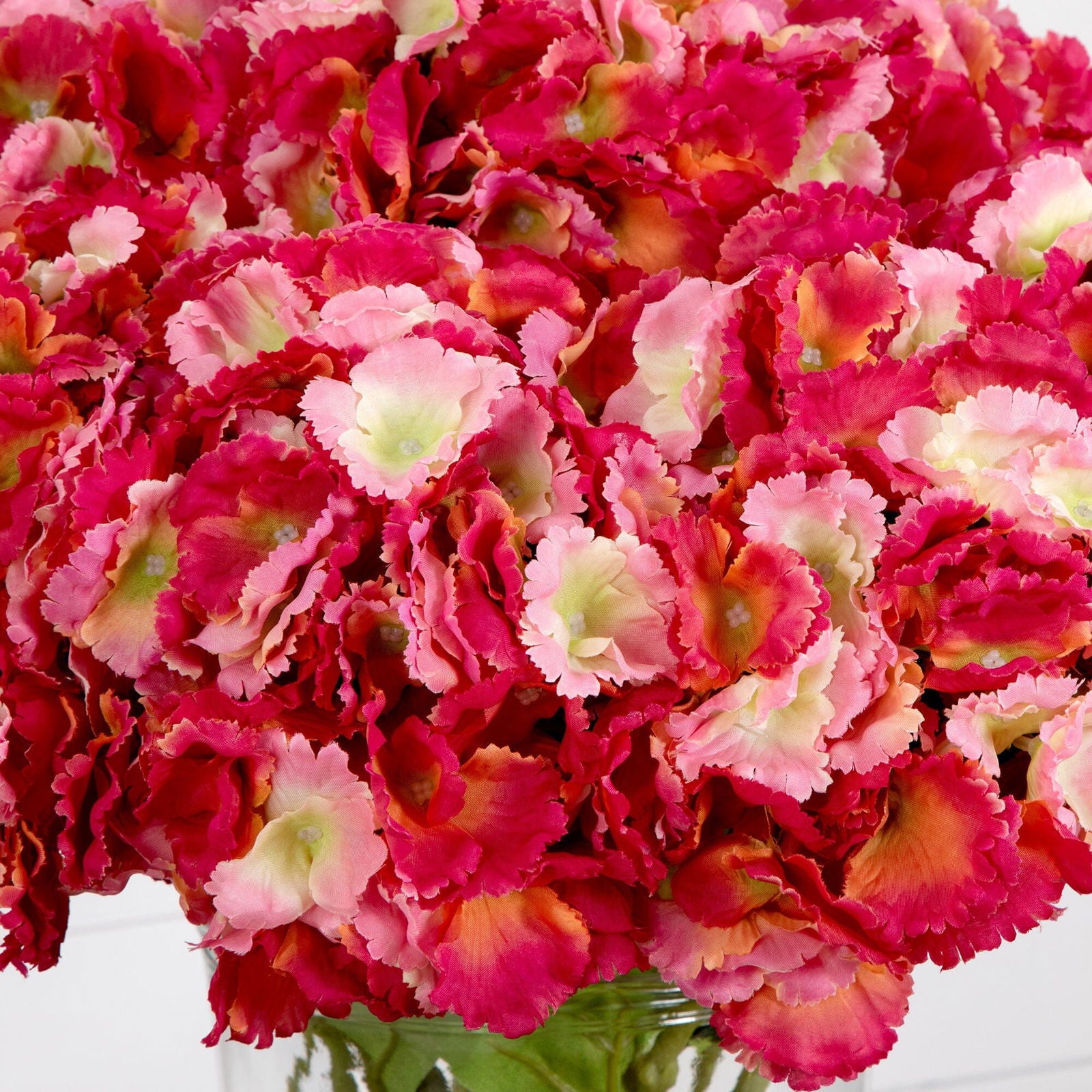 Signature Collection 18” Blooming Hydrangea Artificial Arrangement in Glass Vase - Rivour Home