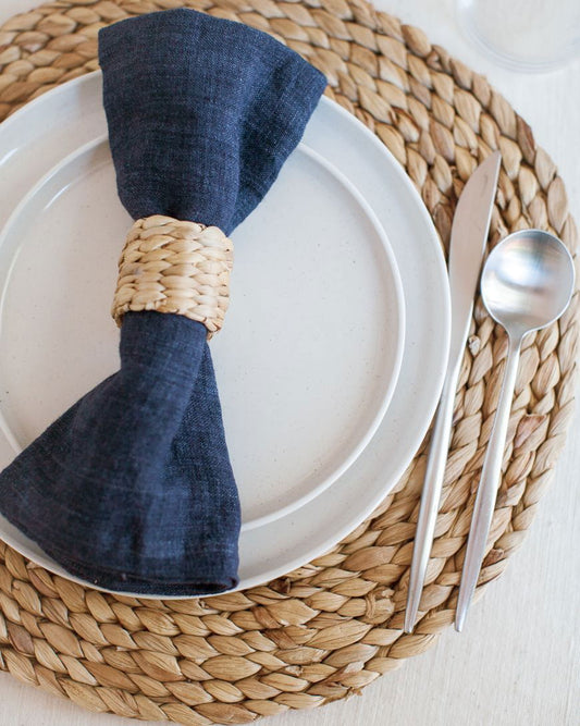 Stone Washed Linen Hemmed Dinner Napkins - Rivour Home