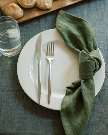 Stone Washed Linen Hemmed Dinner Napkins - Rivour Home