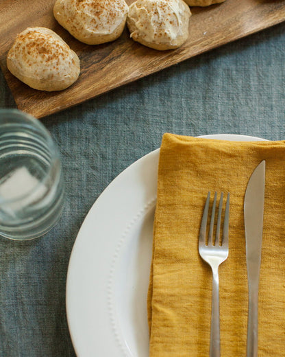 Stone Washed Linen Hemmed Dinner Napkins - Rivour Home