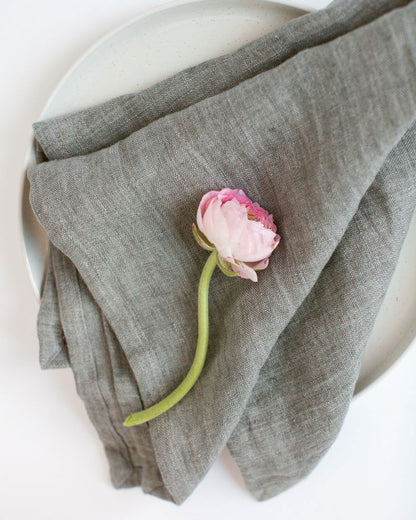 Stone Washed Linen Hemmed Dinner Napkins - Rivour Home