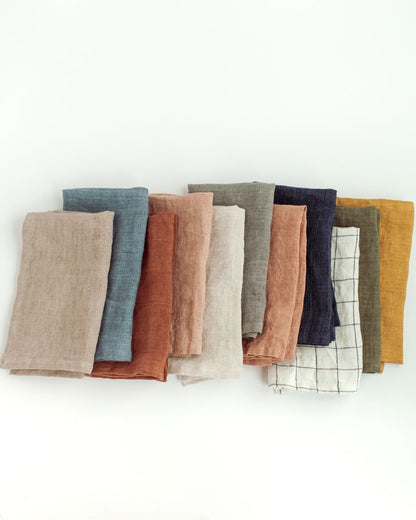 Stone Washed Linen Hemmed Dinner Napkins - Rivour Home