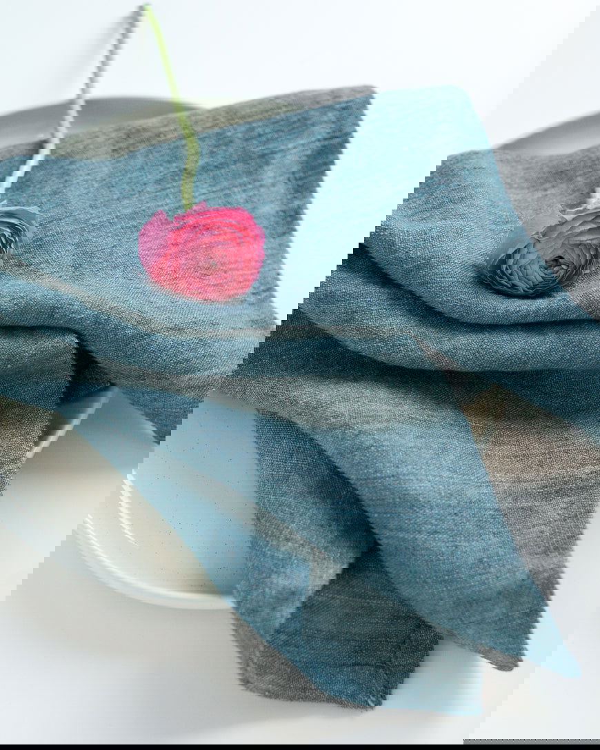 Stone Washed Linen Hemmed Dinner Napkins - Rivour Home