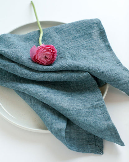 Stone Washed Linen Hemmed Dinner Napkins - Rivour Home