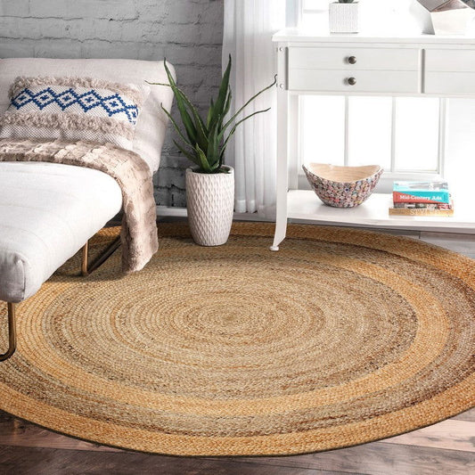 Two-Toned Handcrafted Natural Jute Area Rug - Rivour Home