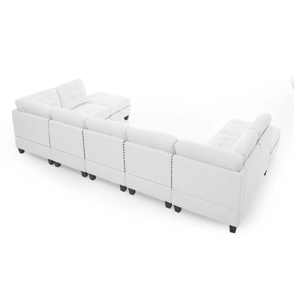 Versatile U-Shape Chenille Modular Sectional Sofa with Storage - Rivour Home