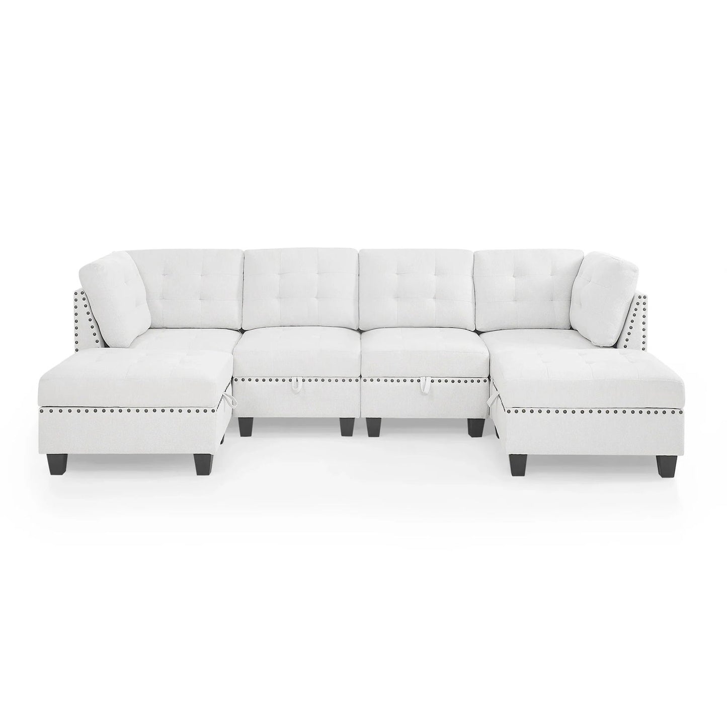 Versatile U-Shape Chenille Modular Sectional Sofa with Storage - Rivour Home