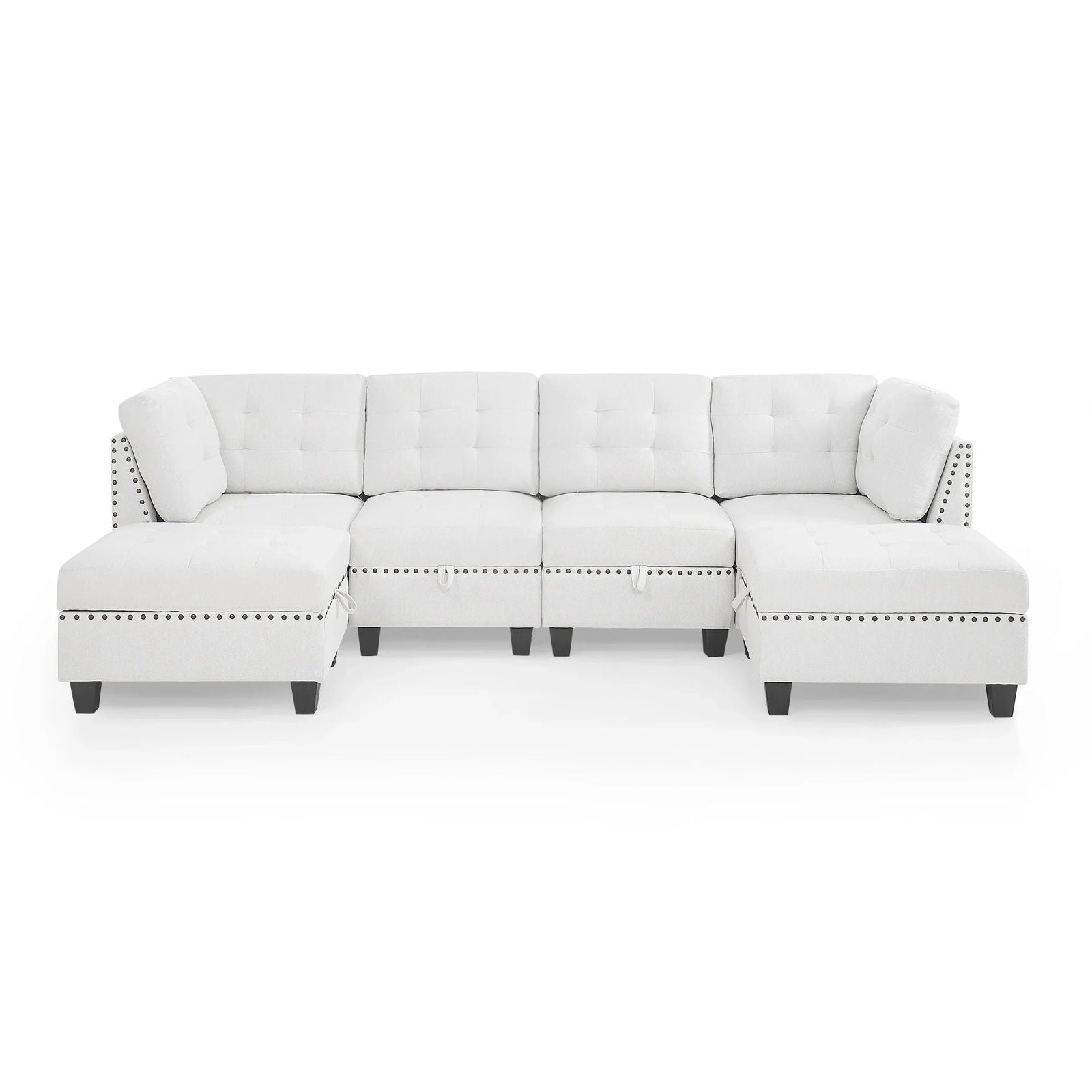 Versatile U-Shape Chenille Modular Sectional Sofa with Storage - Rivour Home