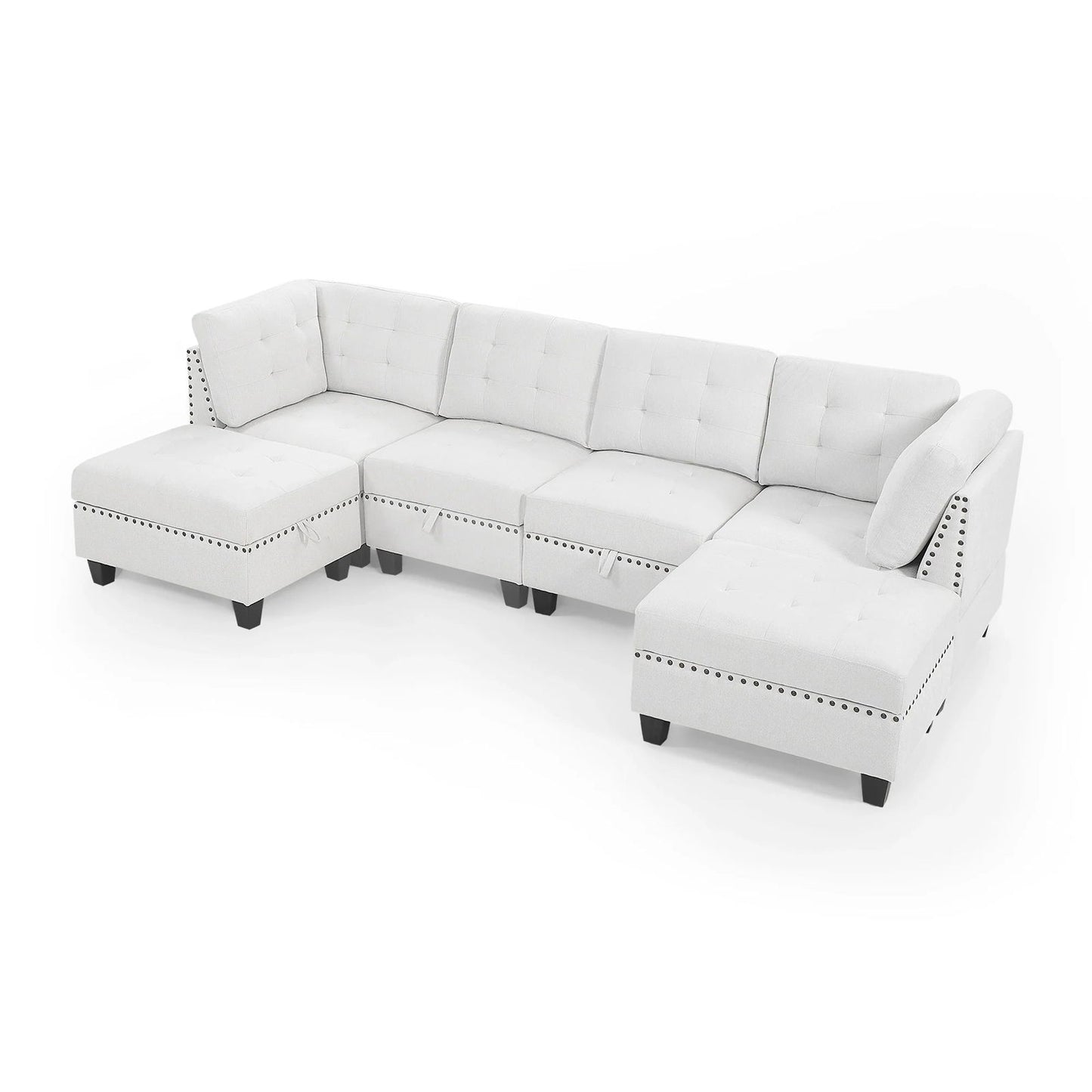 Versatile U-Shape Chenille Modular Sectional Sofa with Storage - Rivour Home