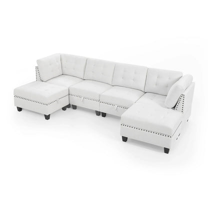 Versatile U-Shape Chenille Modular Sectional Sofa with Storage - Rivour Home