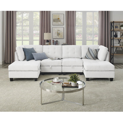 Versatile U-Shape Chenille Modular Sectional Sofa with Storage - Rivour Home