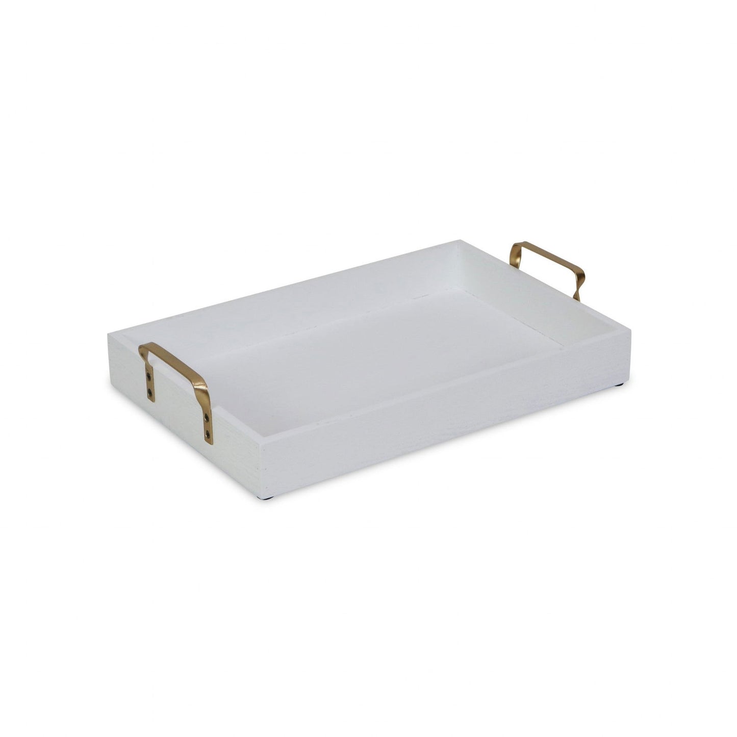 White and Gold Handcrafted Wooden Serving Tray - Rivour Home