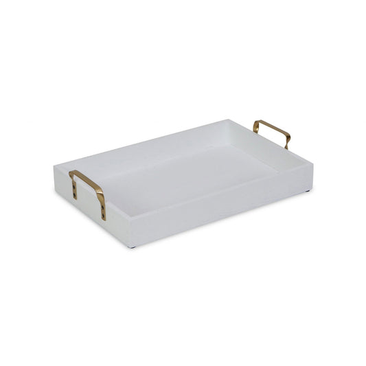 White and Gold Handcrafted Wooden Serving Tray - Rivour Home